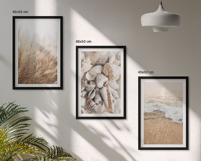 Wall art set Beach motifs, shells, waves