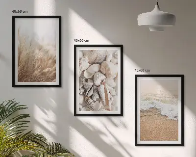 Wall art set coastal beach motifs with shells and waves