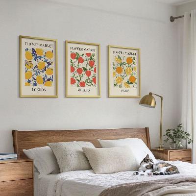 Three-piece wall art piece Flower posters in cities