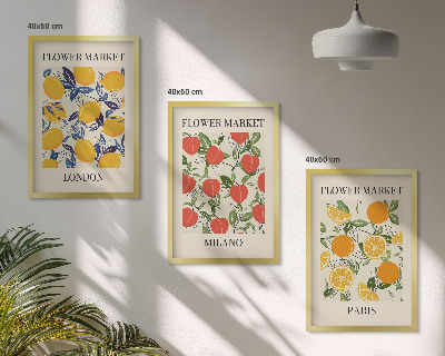 Three-piece wall art piece Flower posters in cities