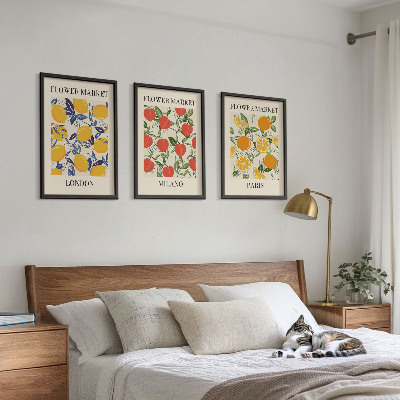 Three-piece wall art piece Flower posters in cities