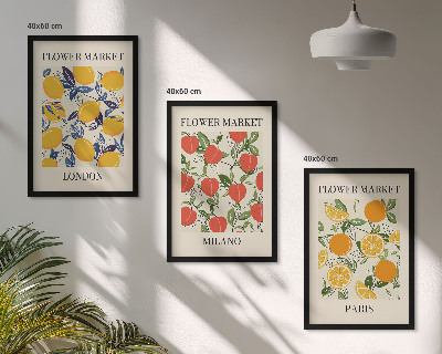 Three-piece wall art piece Flower posters in cities