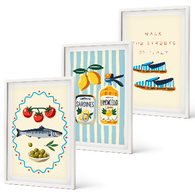 Wall art set Italian flavors lifestyle images
