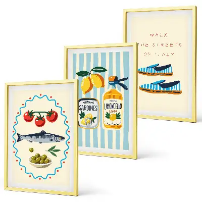 Wall art set Italian flavors lifestyle images