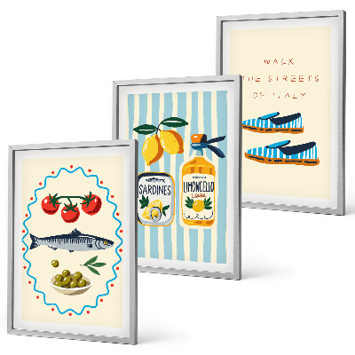 Wall art set Italian flavors lifestyle images