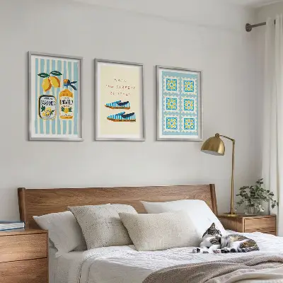 Three-piece wall art set featuring Italian fruit elements