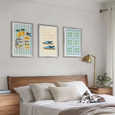 Three-piece wall art piece Fruits elements of Italian culture