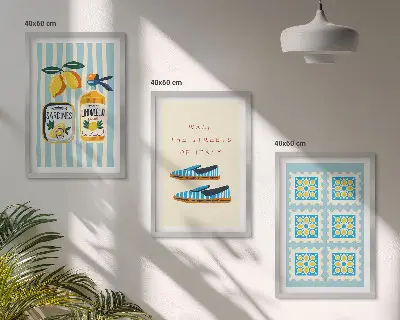 Three-piece wall art set featuring Italian fruit elements