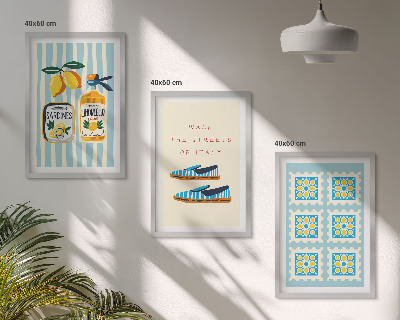 Three-piece wall art piece Fruits elements of Italian culture