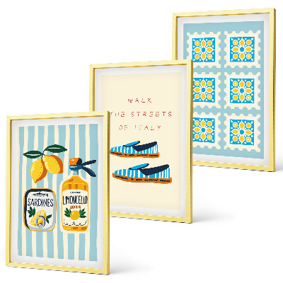 Three-piece wall art piece Fruits elements of Italian culture
