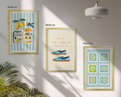 Three-piece wall art piece Fruits elements of Italian culture