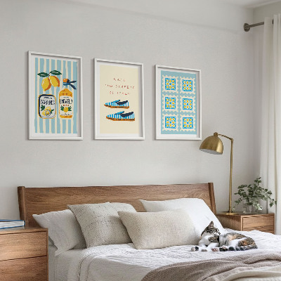 Three-piece wall art piece Fruits elements of Italian culture