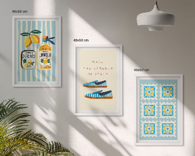 Three-piece wall art piece Fruits elements of Italian culture