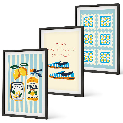 Three-piece wall art piece Fruits elements of Italian culture