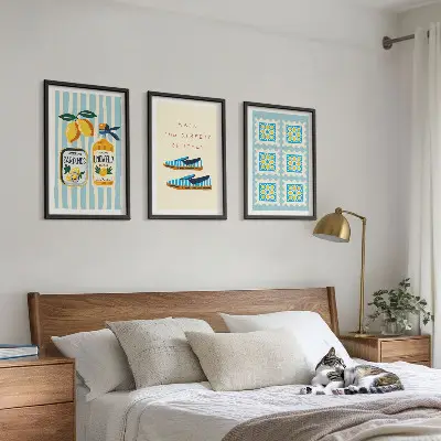 Three-piece wall art set featuring Italian fruit elements