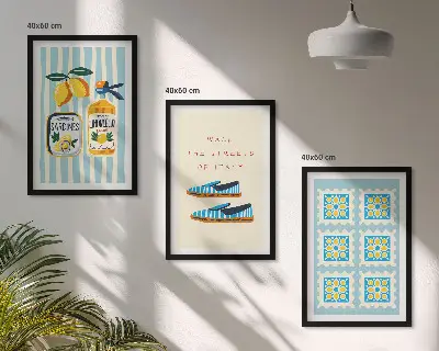 Three-piece wall art set featuring Italian fruit elements