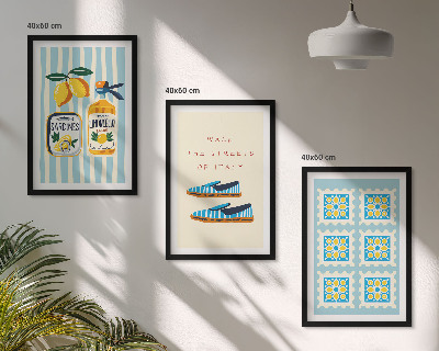 Three-piece wall art piece Fruits elements of Italian culture