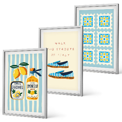 Three-piece wall art piece Fruits elements of Italian culture