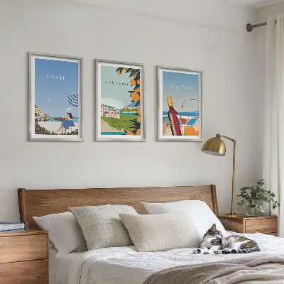 Amalfi Positano and Capri Framed Wall Art set of 3 pieces