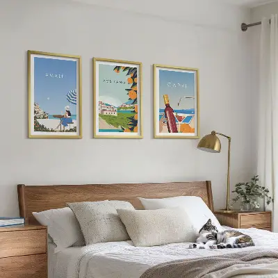 Amalfi Positano and Capri Framed Wall Art set of 3 pieces