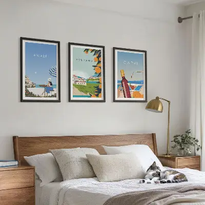 Amalfi Positano and Capri Framed Wall Art set of 3 pieces