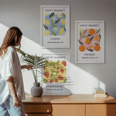 Wall art set Fruit posters lemons strawberries