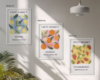 Wall art set Fruit posters lemons strawberries