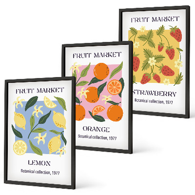 Wall art set Fruit posters lemons strawberries