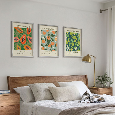 Set of 3 framed wall art pieces Fruit vintage posters