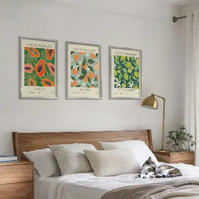 Vintage fruit wall art posters set of 3 framed pieces