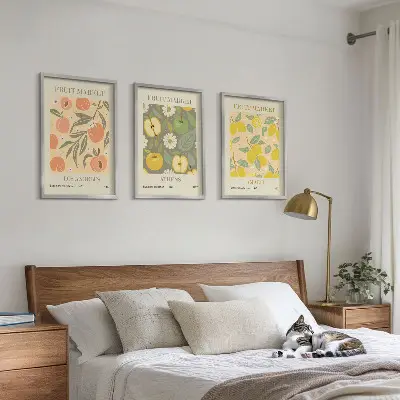 Retro fruit pattern wall art set set of vintage style posters
