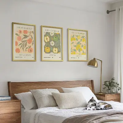 Retro fruit pattern wall art set set of vintage style posters