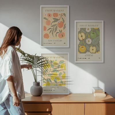 Wall art set Fruit patterns retro posters