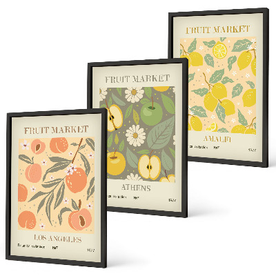 Wall art set Fruit patterns retro posters