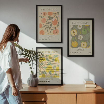 Wall art set Fruit patterns retro posters