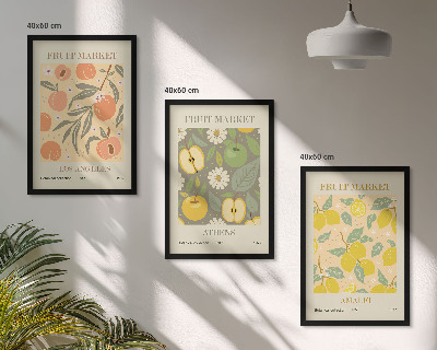 Wall art set Fruit patterns retro posters