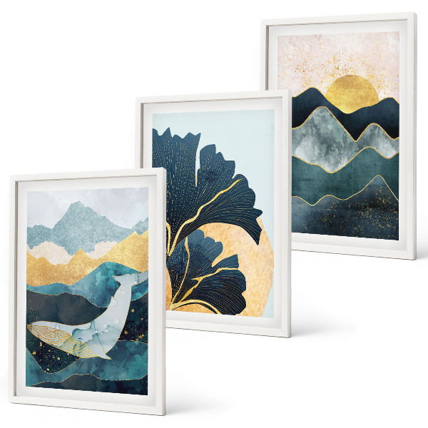 Three-piece wall art piece Abstract mountain views