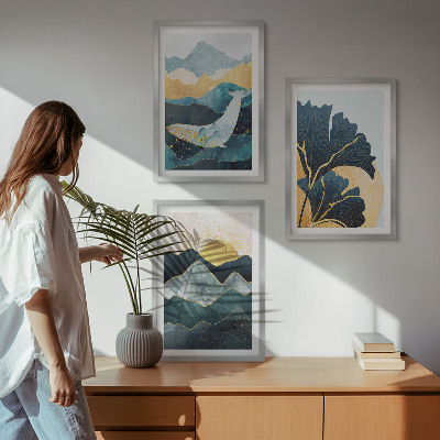 Three-piece wall art piece Abstract mountain views