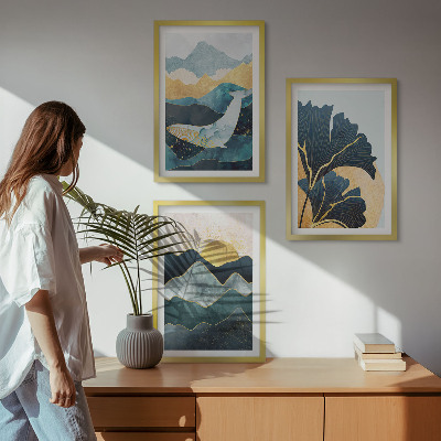 Three-piece wall art piece Abstract mountain views