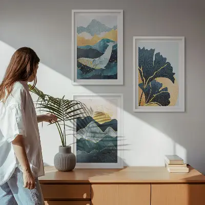 Abstract mountain views wall art three-piece set