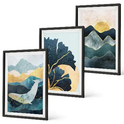 Abstract mountain views wall art three-piece set