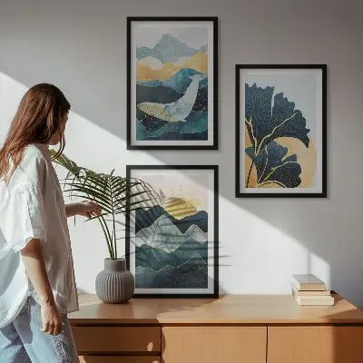 Abstract mountain views wall art three-piece set