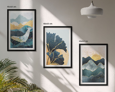 Three-piece wall art piece Abstract mountain views