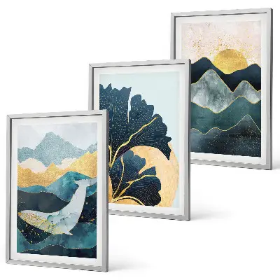 Abstract mountain views wall art three-piece set