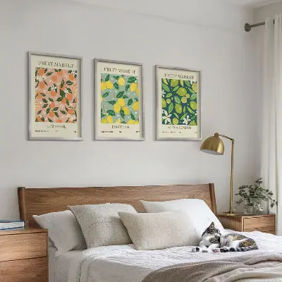 Fruity citrus flower wall art set floral fruit pattern print collection
