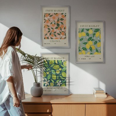 Wall art set Fruity citrus flower patterns