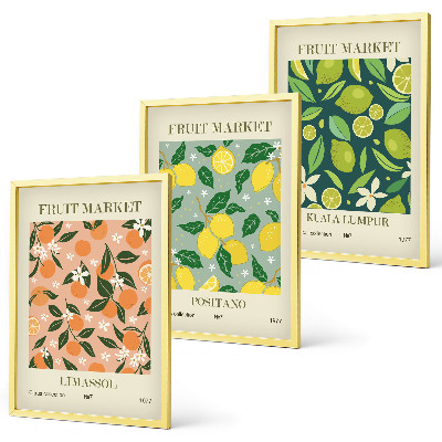 Wall art set Fruity citrus flower patterns