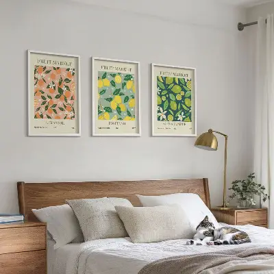 Fruity citrus flower wall art set floral fruit pattern print collection