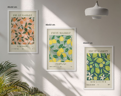Wall art set Fruity citrus flower patterns