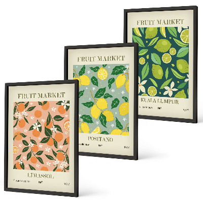 Wall art set Fruity citrus flower patterns